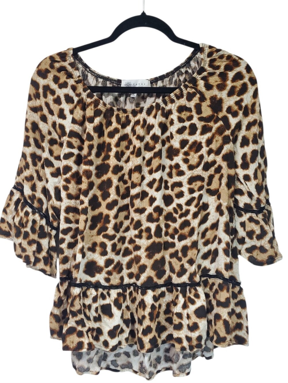 Cheetah Print Boho Mermaidcore Office Siren Small Blouse Ruffle Flouncy Fever